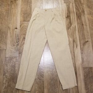 NWT VTG Liz Sport Pin Cord Pleated High Waist Tapered Leg Beige Size 4 New Y2K